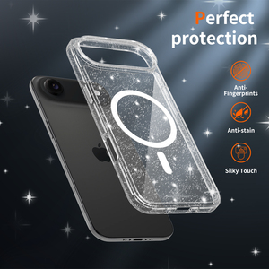 Étui magnétique transparent scintillant pour Phone 17 Air, protection robuste contre les chutes, coque transparente avec paillettes et alignement magnétique puissant - Product Image 6