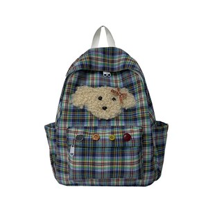 Nouveau Sac à Dos Grande Capacité Tendance Style Japonais Ins Niche Rétro à Carreaux Motif <span class=keywords><strong>Chien</strong></span> Mignon Décontracté en Polyester - Product Image 5