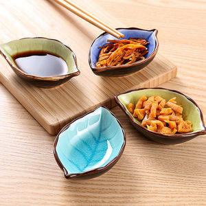 Plats en céramique durables en forme <span class=keywords><strong>de</strong></span> <span class=keywords><strong>feuille</strong></span> pour sauce <span class=keywords><strong>soja</strong></span>, vinaigre, plats à tremper pour fondue, plat à assaisonnement polyvalent pour cuisine et restaurant - Product Image 3