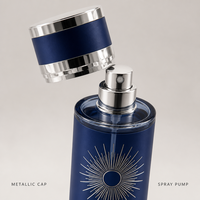 Flacon de parfum en verre vide de luxe en gros, 250 ml, design filigrane argenté métallisé orange, bouchon doré, logo personnalisé, rechargeable
