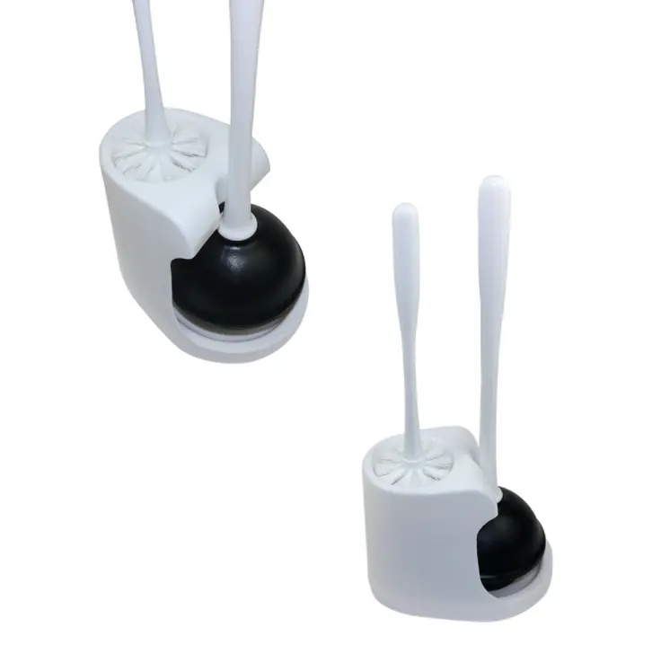 Toilet Plunger and Bowl Brush Combo for Bathroom Cleaning, white, 1 Set