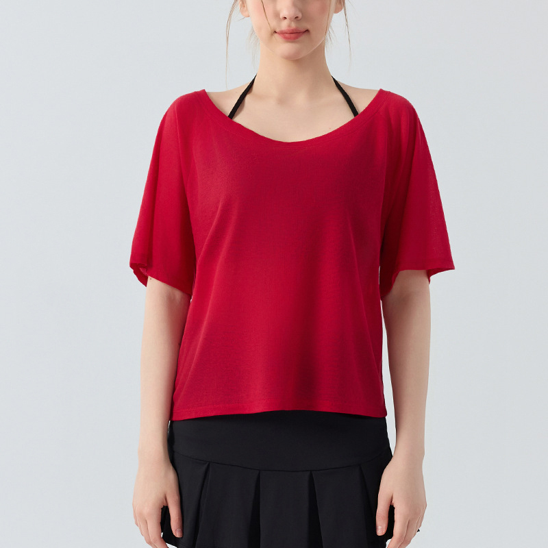 Women's Plus Size Yoga Short Sleeve Cover-Up-Breathable Lightweight Sports T-Shirt Stand Collar Pilates Training Top