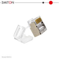 Connecteur Mini RJ45 8 broches, fiche courte blindée, connecteur Ethernet modulaire FTP plaqué or pour câble plat de réseau