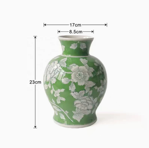 Grand <span class=keywords><strong>vase</strong></span> à fleurs en céramique bleu et blanc de style chinoiserie avec couvercle, idéal pour la décoration intérieure – Vente en gros - Product Image 5
