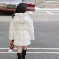 Damen Kunstpelz-Mantel Winter Kinder Mädchen Langarm Kapuzen-Weihnachtsjacke Super Warme Mädchen-Mäntel Mädchen-Oberbekleidung