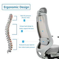Fauteuil inclinable avec appui-tête réglable et soutien lombaire réglable Fauteuil de bureau ergonomique en maille à dossier haut Fauteuil pivotant pour ordinateur
