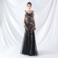 31903-S # nouveau produit perles laminées épissage maille fronde robe de soirée grosse dame robe grande taille robe super taille