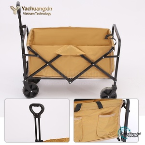 Foldable <b>Four</b>-<b>Wheel</b> Camping Cart Nylon Outdoor Shopping <b>Trolley</b> Lightweight Portable Design - Product Image 3