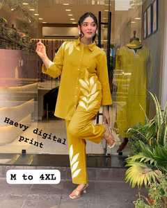 YellowFlower hecho a mano diario Casual Co-Ord Set personalizado seda pura Digital impreso trabajo conjunto de dos piezas para uso diario a granel - Product Image 5