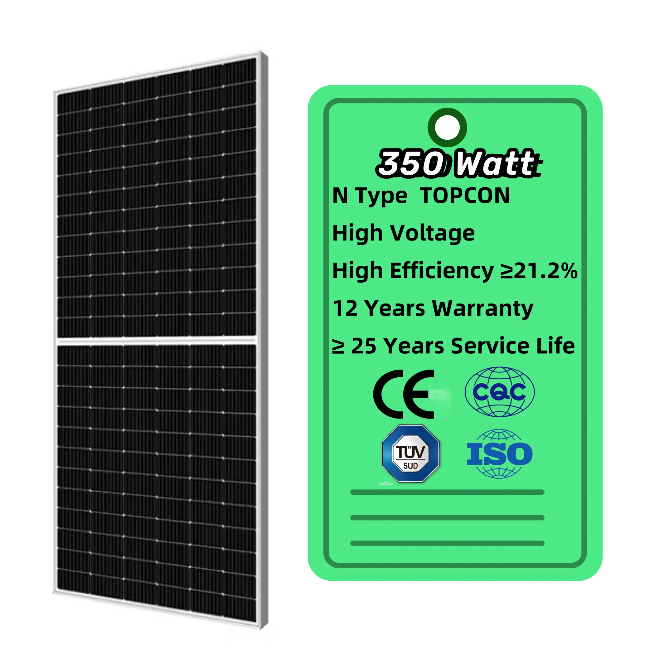 High Voltage 350 Watt Solar Panel with Full EL Testing Customization OEM ODM High Efficiency