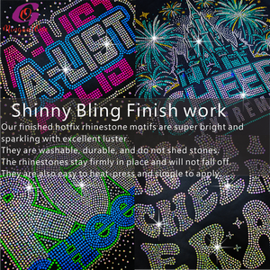 แก้วพลอยเทียมสำหรับเสื้อผ้าดีไซน์แบบลอกลายด้วยความร้อนพลอยเทียมเป็นประกายเป็นประกายติดพลอยเทียมออกแบบเพลงได้ตามต้องการ - Product Image 6