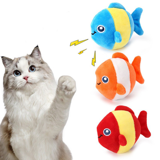 Wholesale Fish Design Squeaky Catnip Interactive Cat Plush Toy