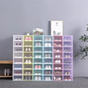 Nhà Máy Trực Tiếp Nhựa Sneaker Lưu Trữ Hộp Stackable Hot Bán Rõ Ràng Hộp Giày Thả Phía Trước Trong Suốt Giày Container Organizer - Product Image 1