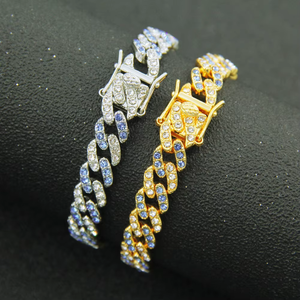 Men's and women's Cuban chain <b>bracelet</b>, nightclub dancing cool colored Miami <b>bracelet</b> accessories width 9mm - Product Image 2
