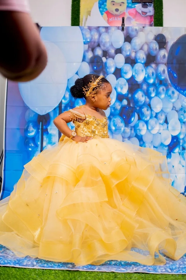 yellow princess flower girl dresses customized kids baby party dress for wedding first birthday gowns