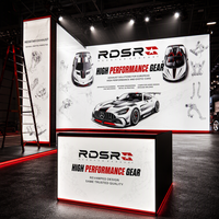 Stand d'exposition modulaire pour branding d'entreprise avec mur en tissu SEG et boîte à lumière LED, et comptoir assorti pour salon professionnel