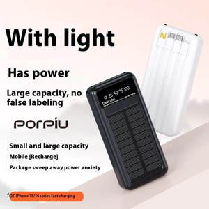 Высокая емкость 20000 мАч уличный аккумулятор на солнечной батарее с самозатяжкой, зарядка pd22.5 Вт, быстрая зарядка, большая емкость для Apple - Product Image 5