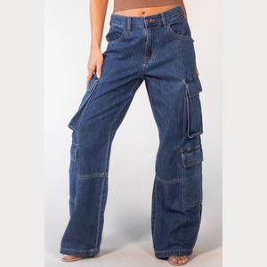 Jean cargo taille basse personnalisé avec logo, coupe décontractée, style vintage, baggy, pour femme – Meilleures ventes - Product Image 1