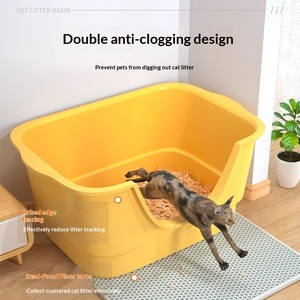 กระบะทรายแมวขนาดใหญ่พิเศษ หนาเป็นพิเศษ ป้องกันการกระเด็น ดีไซน์กึ่งเปิด สำหรับแมวเมนคูน ถาดรองรับของเสียสัตว์เลี้ยงขนาดใหญ่ - Product Image 5