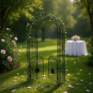 Arche de jardin en métal noir, treillis extérieur élégant pour plantes grimpantes, idéal pour mariages et événements - Product Image 2