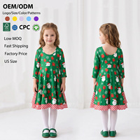 Robe à manches longues pour filles avec imprimé de Noël, 100% coton, respirante, robe décontractée pour enfants de 6 à 12 ans, OEM ODM, vente en gros personnalisée