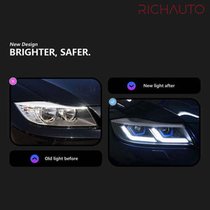 B MW E90 LED con DRL y señal de giro-Compatible con 2005-2012 3 Series 330i <span class=keywords><strong>320i</strong></span>-Lente del proyector B MW E90 Conjunto de faros - Product Image 2