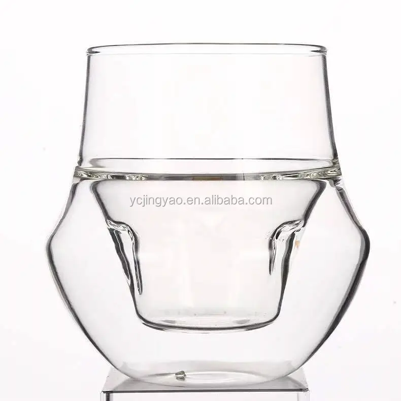 Borosilicate para chá de 85ml/100ml, copos térmicos em vidro feitos à mão, pequeno, resistentes ao calor, transparente, para beber, parede dupla, copos térmicos para chá