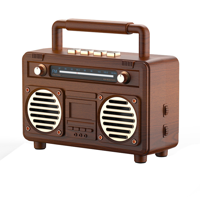 Retro Wireless Speaker TF Card MP3 Player Subwoofer Vintage Old Fashioned Classic Style FM Radio Speaker