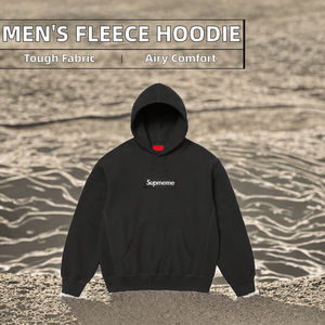 2025 Jersey de tela de gamuza de peso pesado para hombre, sudadera con cremallera, ropa de calle, Sudadera con capucha de lana con hombros caídos Supre me - Product Image 6