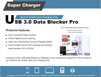 Protector y Bloqueador de Datos de Carga Rápida USB-A 3.0 con Logotipo Personalizado para Computadora, Aleación de Aluminio, Salida de 50V-5A