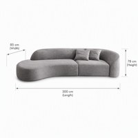 Modernes Mittelgraues Gebogenes Modulares Sofa mit Hoher Gebogener Rückenlehne für Wohnzimmer