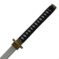 Arme de GN en Mousse PartyGears, Katana de Samouraï Japonais à Manche Noir, Jouet de Cosplay Ninja