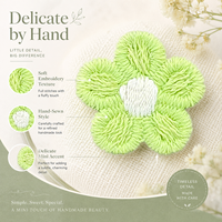 Mini patch brodé de fleurs vert clair de 1,6 cm, appliqué à coudre pour vêtements, sacs, chapeaux, accessoires pour cheveux et décoration artisanale DIY.