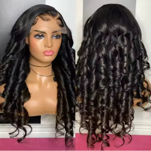 Peluca de Cabello Humano Brasileño Virgen con Encaje HD 13x4, Rizado y Voluminoso, Sin Pegamento, Doble Trama, para Mujeres Negras, Estilo <span class=keywords><strong>Romance</strong></span> Curl Vietnamita - Product Image 1