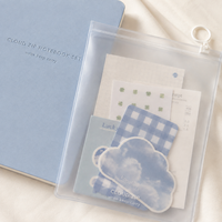 Juego de Cuadernos Personalizados LABON, Cubierta de PU Suave, Color Azul Claro, Texto en Lámina Plateada, Bolsa con Cierre Esmerilado, Cinta Marcapáginas, Papelería de Regalo, OEM, ODM