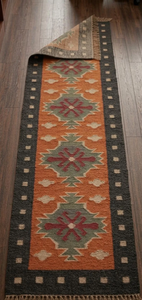 Handwoven Wool Jute Southwestern <b>Runner</b> <b>Rug</b> | Geometric Tribal Kilim Carpet <b>for</b> Boho Hallway Entryway Farmhouse Home Decor - Product Image 5
