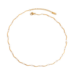 Collar de Cadena de Acero Inoxidable con Baño de Oro de 18K, Diseño Geométrico, Estilo Europeo Moderno, Joyería para Regalo - Product Image 1
