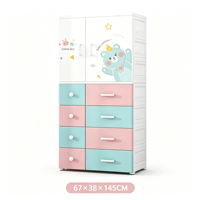 Armoire en plastique pour enfants avec porte et tiroirs, grande capacité, pour chambre d'enfant, commode de rangement