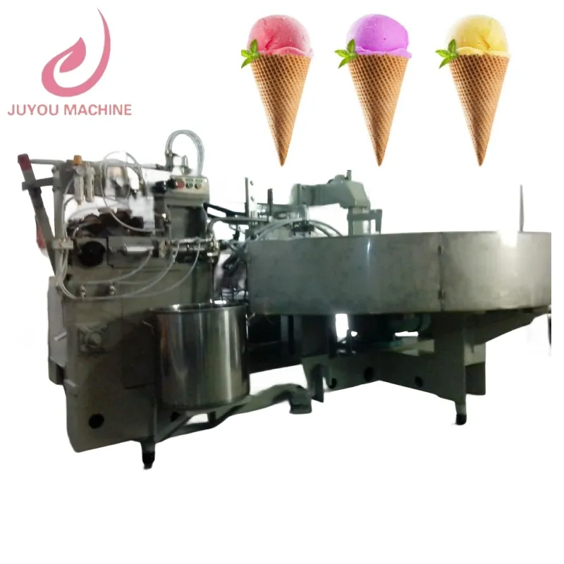 JUYOU 자동 압연 설탕 콘 베이킹 머신/아이스크림 콘 만들기 기계/피자 와플 콘 생산 라인