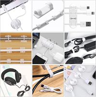 Pinces de gestion de fil électrique polyvalentes adhésives fortes Kit de clips de câble blanc noir support en Silicone et organisateur de couverture