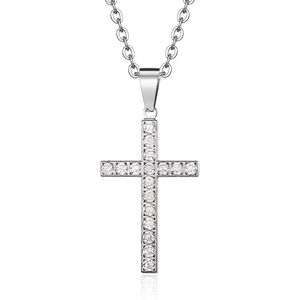 Collar con Cruz de Acero Inoxidable con Incrustaciones, Joyería Unisex para Regalo - Product Image 5