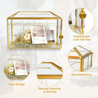 Porte-cartes géométrique vintage en verre avec fente de verrouillage, boîte à cartes pour décoration de mariage et de fête