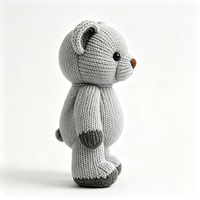 En gros, Ours en peluche gris tricoté, personnalisé, mignon, jouet et poupée en peluche