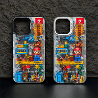 Coque de téléphone portable DIY Mario mécanique de dessin animé, mignonne, avec gravure au radium, antichoc, en TPU, support pour 17/16/15/14/13 Pro Max