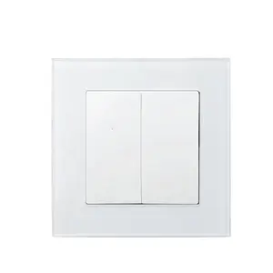 EU 2 Gang 1 Way Plate Switch with Light White Black Crystal Glass Wallpad European Schuko Electric Switches with Claws Back