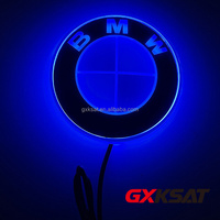 Lampu Emblem LED Mobil GXKSAT 82mm 12V Lampu Latar Belakang Depan Cocok untuk B-M-W Seri 1 3 5 7 X1 X3 X5 X6 Biru Putih