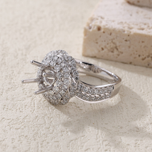 ทองคำขาว18K 1กะรัตเพชรสีขาวธรรมชาติดีไซน์เรียบง่ายกึ่งยึดสวยงามสำหรับผู้หญิง - Product Image 5