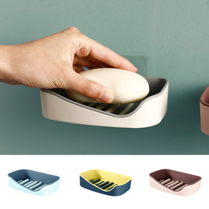 Porte-savon K715 sans perçage Porte-savon mural double couche Porte-savon éponge Accessoires de salle de bain - Product Image 2