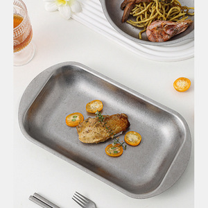 Moderno casa campeggio cena piatto per Snack Barbecue preparazione di frutta 304 acciaio inossidabile a doppia orecchie per feste - Product Image 4