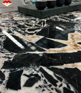 Table à manger en marbre Calacatta noir et or Napoléon pour cuisine et plan de toilette, mobilier de maison - Product Image 3